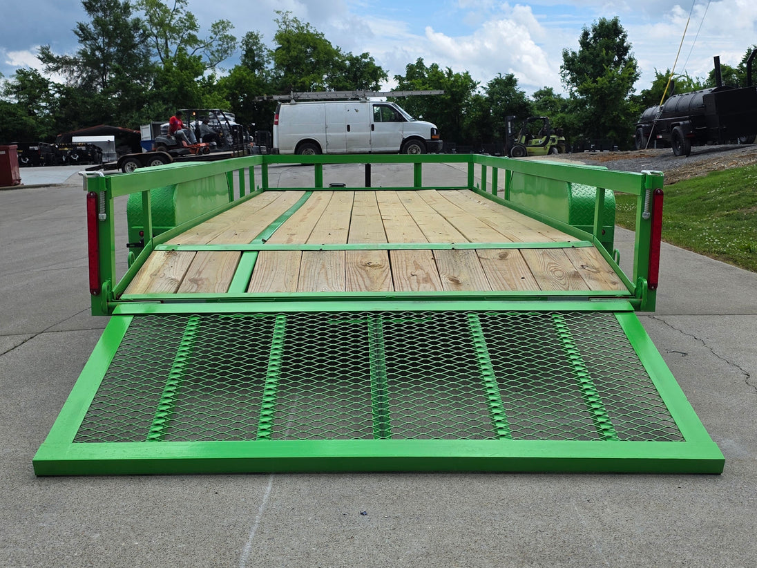 6'4" x 16' Utility Trailer Double Axle Dovetail With Gate Powder Coated (2) 3500lb  2-brakes Open back side picture 