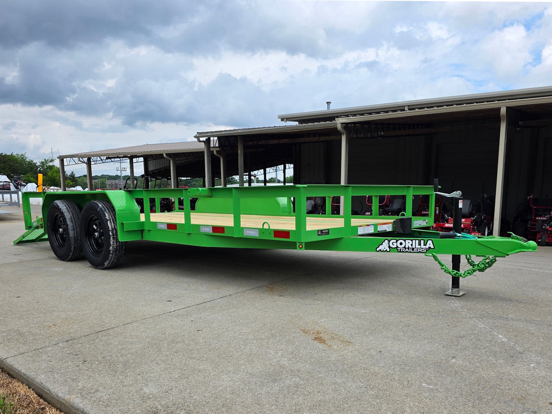 6'4" x 16' Utility Trailer Double Axle Dovetail With Gate Powder Coated (2) 3500lb  2-brakes Open front left angle picture 