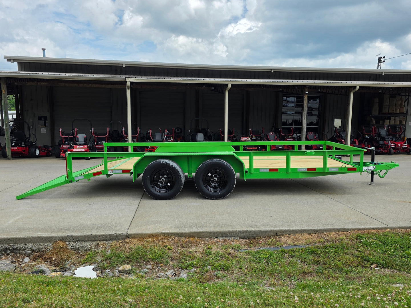 6'4" x 16' Utility Trailer Double Axle Dovetail With Gate Powder Coated (2) 3500lb  2-brakes Open left side picture 