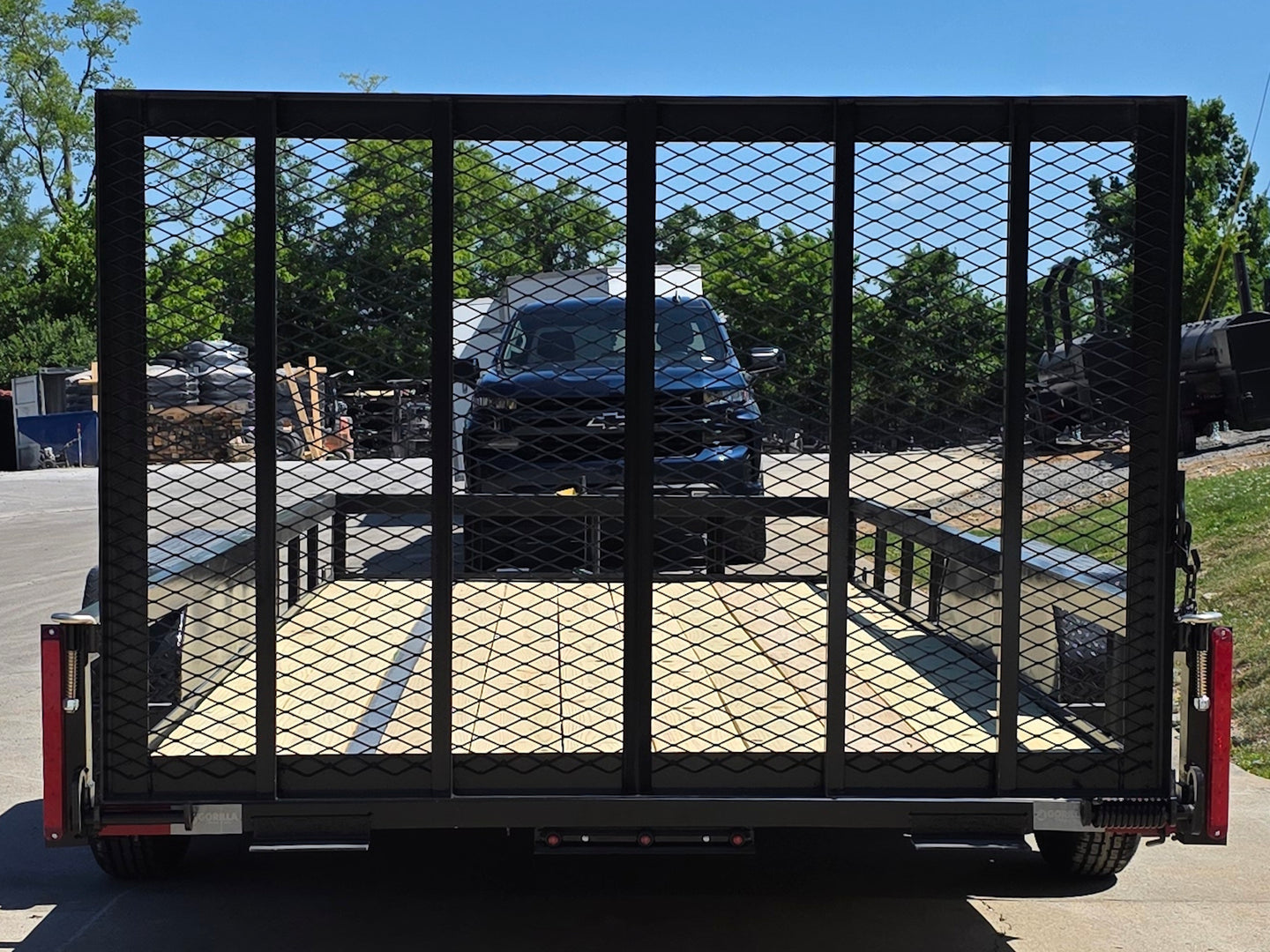 6'4" x 16 Utility Trailer Double Axle straight deck With Gate Powder Coated (2) 3500lb Axles Back side picture 