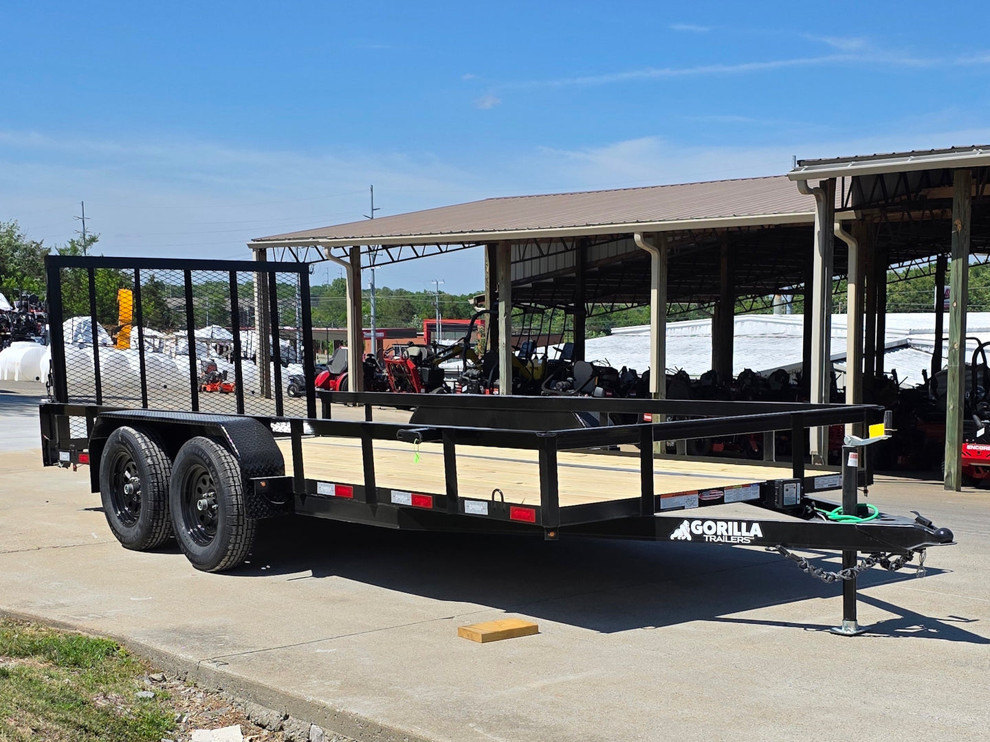 6'4" x 16 Utility Trailer Double Axle straight deck With Gate Powder Coated (2) 3500lb Axles Front left angle picture 