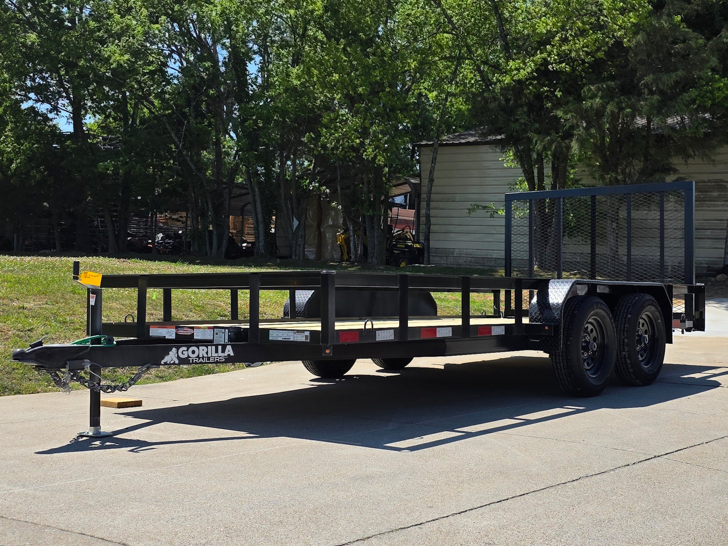 6'4" x 16 Utility Trailer Double Axle straight deck With Gate Powder Coated (2) 3500lb Axles Front right angle picture 