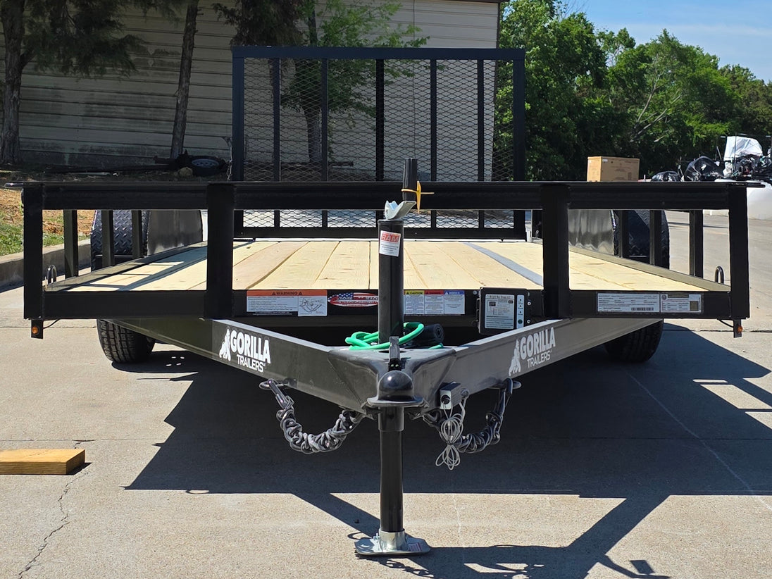 6'4" x 16 Utility Trailer Double Axle straight deck With Gate Powder Coated (2) 3500lb Axles Front side picture 