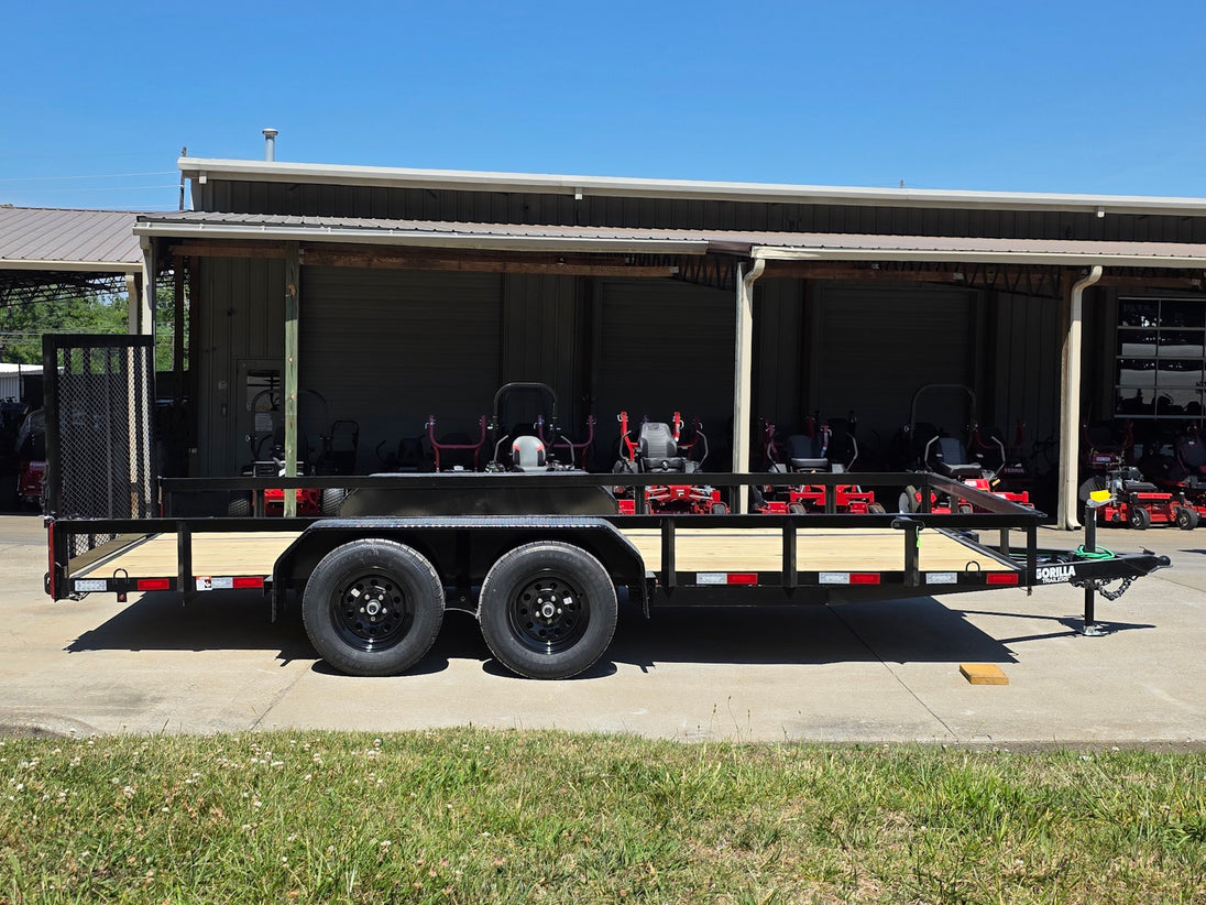6'4" x 16 Utility Trailer Double Axle straight deck With Gate Powder Coated (2) 3500lb Axles left side picture 