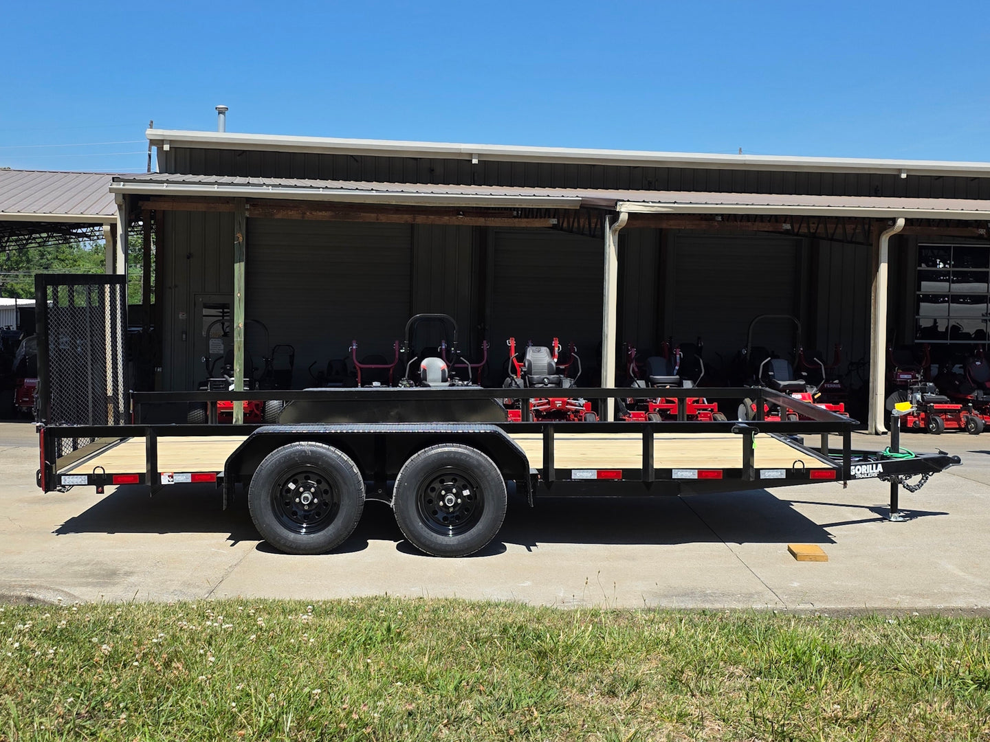 6'4" x 16 Utility Trailer Double Axle straight deck With Gate Powder Coated (2) 3500lb Axles left side picture 