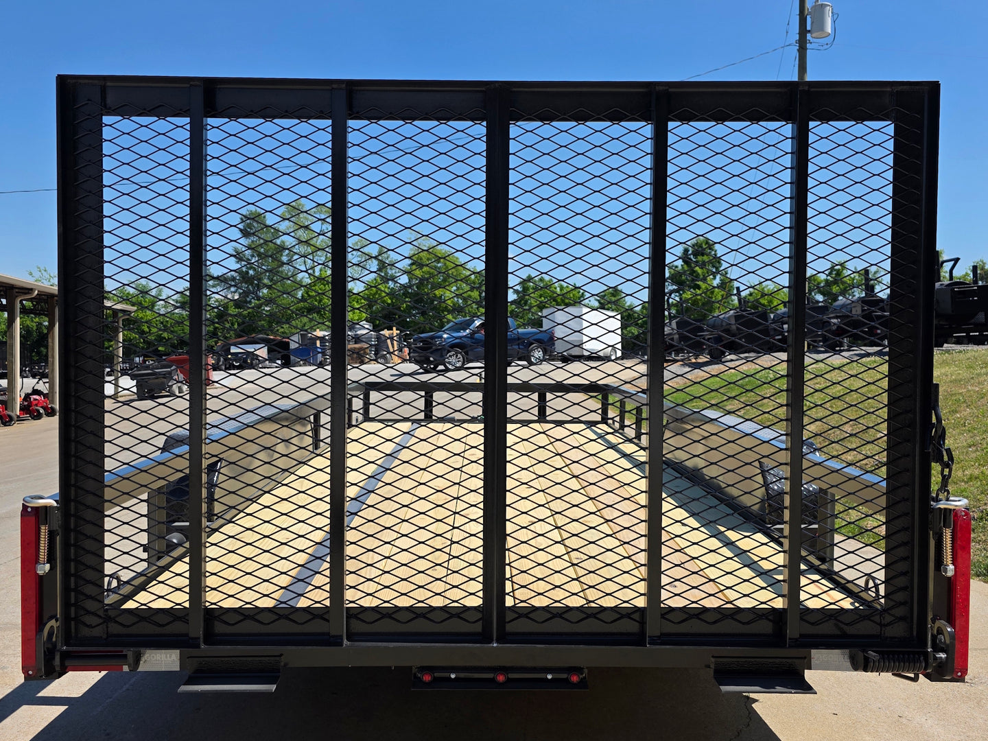 6'4" x 16 Utility Trailer Double Axle straight deck With Gate Powder Coated (2) 3500lb Axles Loading gate picture 
