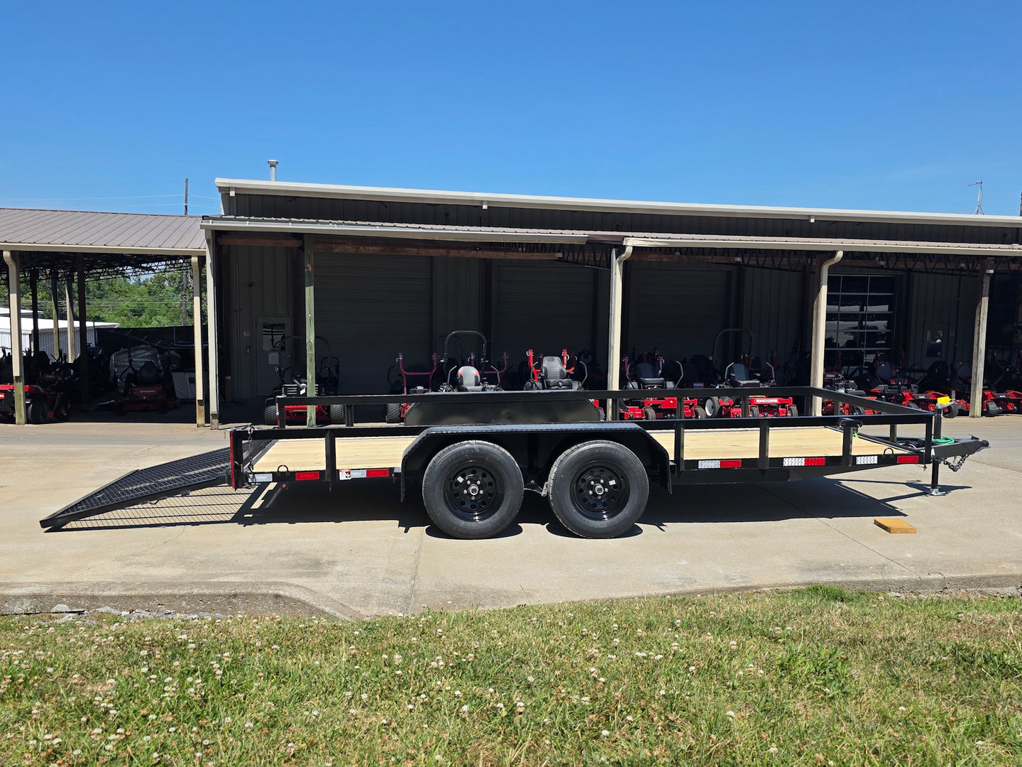 6'4" x 16 Utility Trailer Double Axle straight deck With Gate Powder Coated (2) 3500lb Axles Open left side picture 