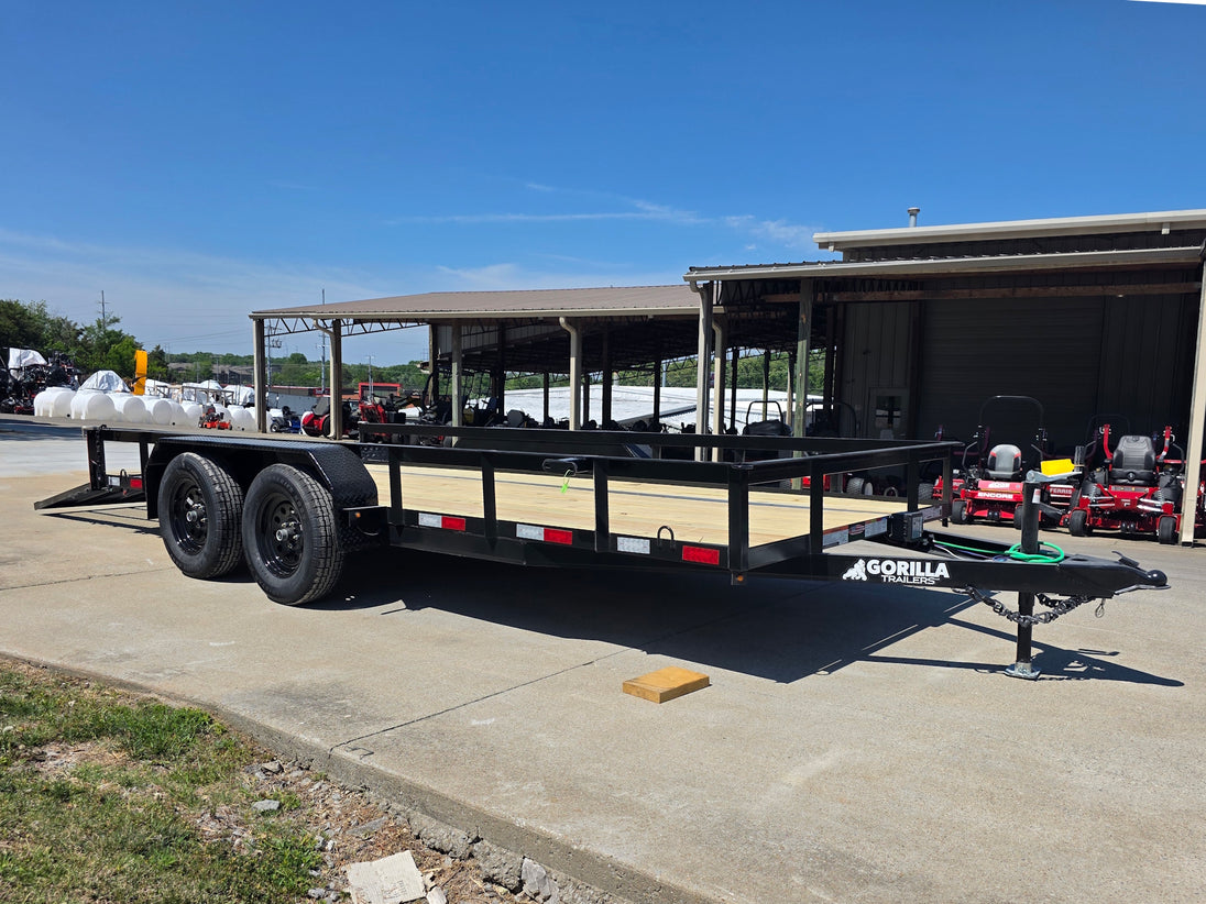 6'4" x 16 Utility Trailer Double Axle straight deck With Gate Powder Coated (2) 3500lb Axles Open front left angle picture 