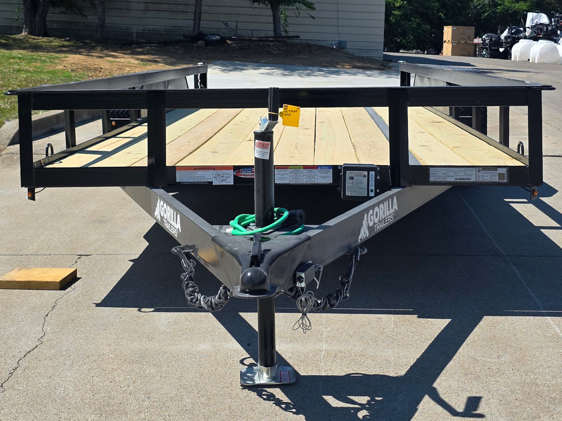 6'4" x 16 Utility Trailer Double Axle straight deck With Gate Powder Coated (2) 3500lb Axles Open front side picture 