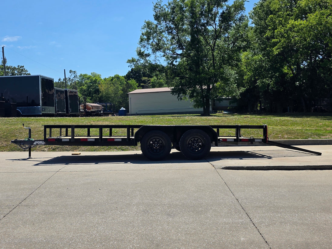 6'4" x 16 Utility Trailer Double Axle straight deck With Gate Powder Coated (2) 3500lb Axles Open right side picture 