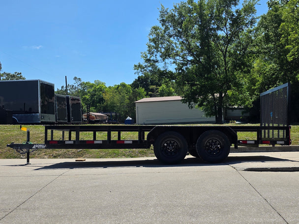 6'4" x 16 Utility Trailer Double Axle straight deck With Gate Powder Coated (2) 3500lb Axles Right side picture 