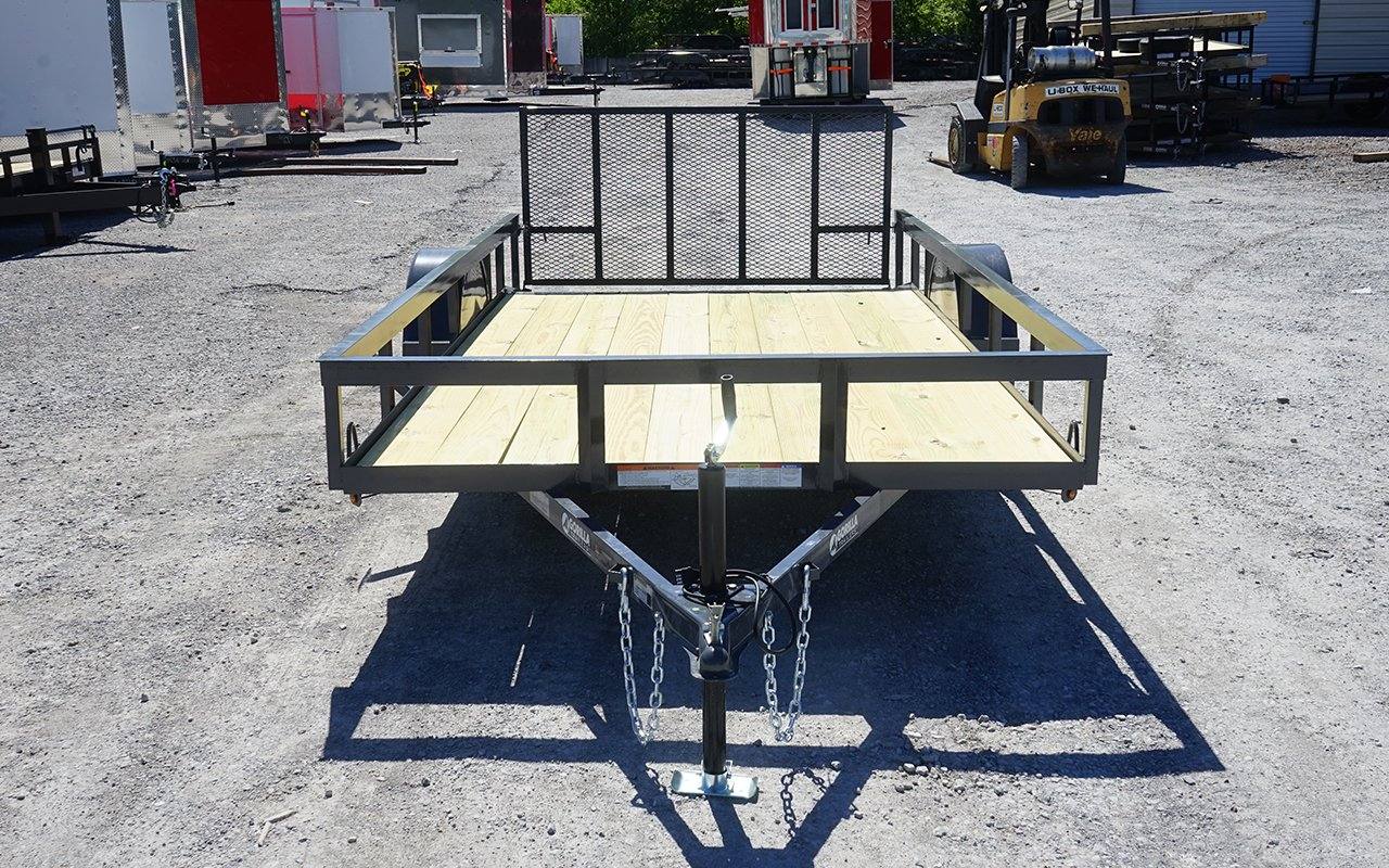 6.4x12 Grey Powder-Coated Dovetail Utility Trailer