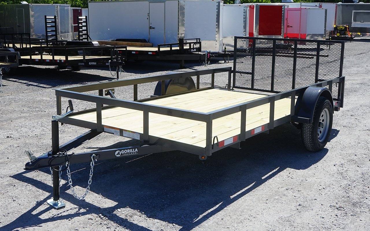 6.4x12 Grey Powder-Coated Dovetail Utility Trailer