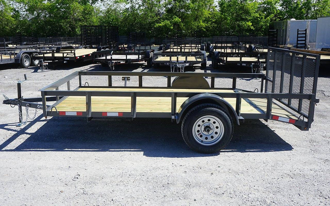 6.4x12 Grey Powder-Coated Dovetail Utility Trailer