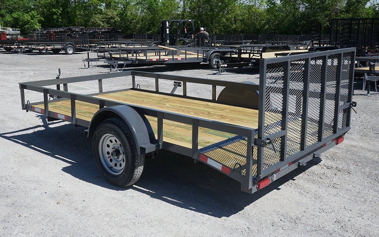 6.4x12 Grey Powder-Coated Dovetail Utility Trailer