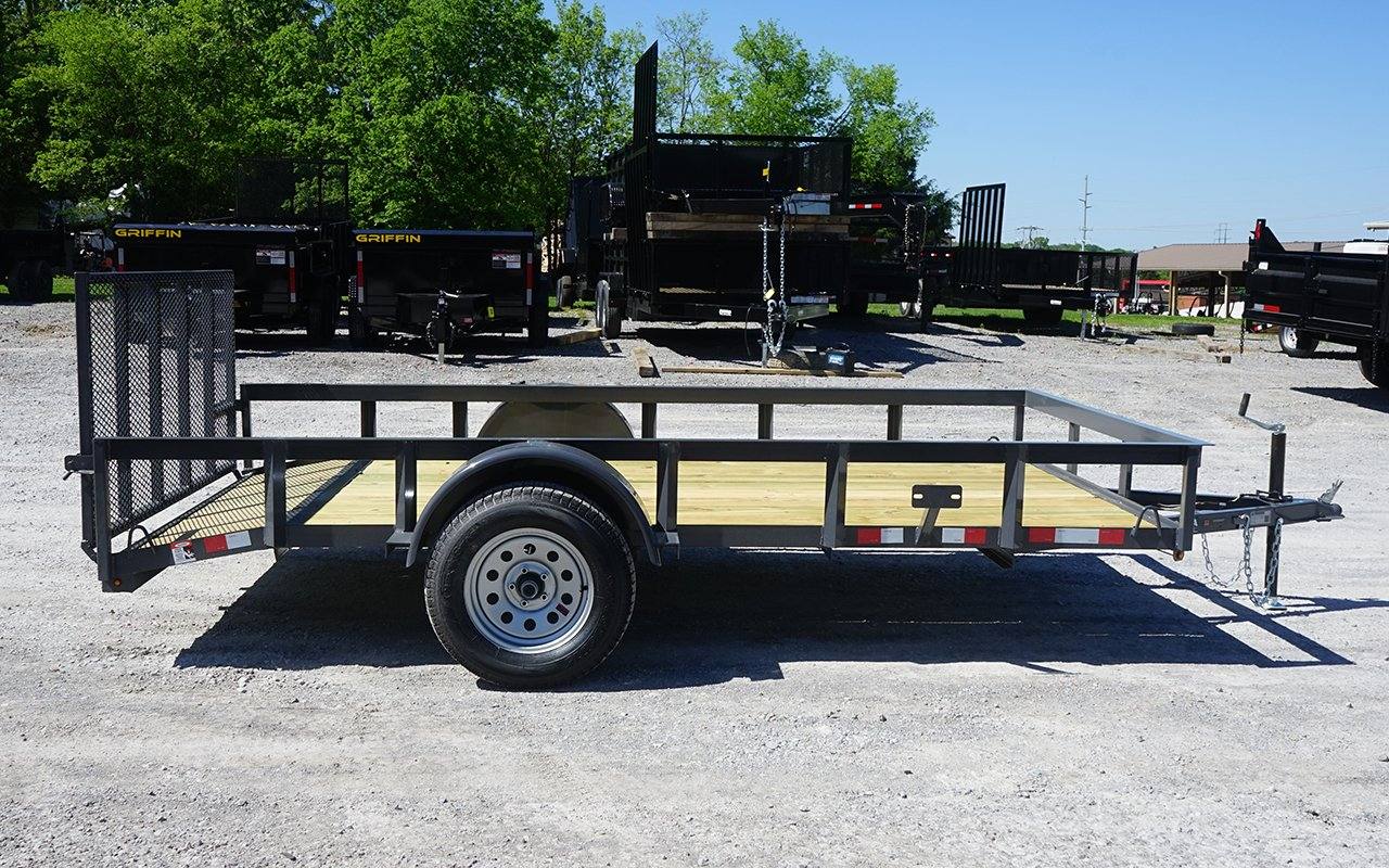 6.4x12 Grey Powder-Coated Dovetail Utility Trailer
