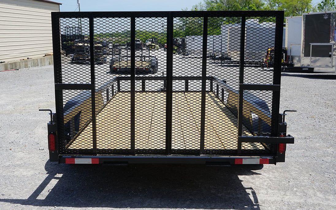 Utility Trailer 6.4' x 14' Spring Assist A-Frame Gate Tire Rack Tandem Axle