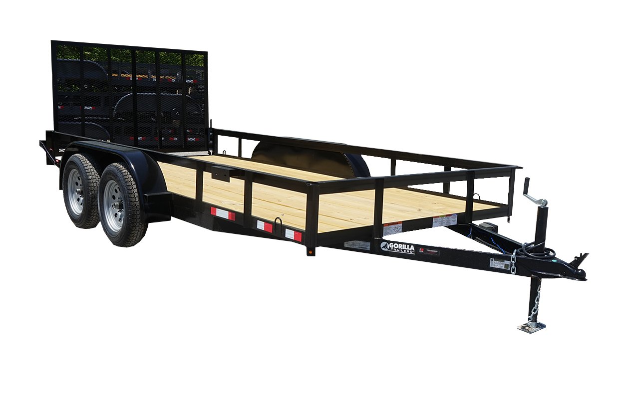 Utility Trailer 6.4' x 14' Spring Assist A-Frame Gate Tire Rack Tandem Axle