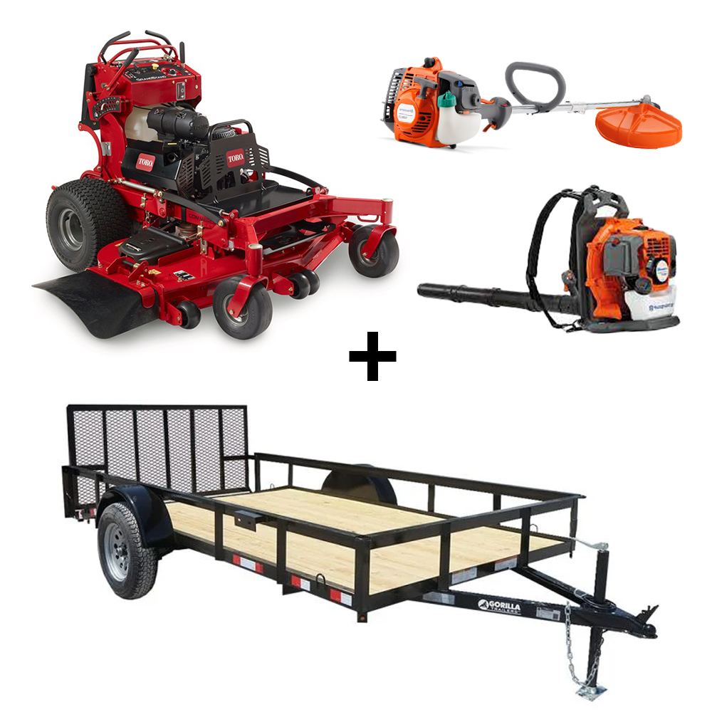 Toro 72519 GrandStand Stand On Mower Utility Trailer Husqvarna Handheld Package