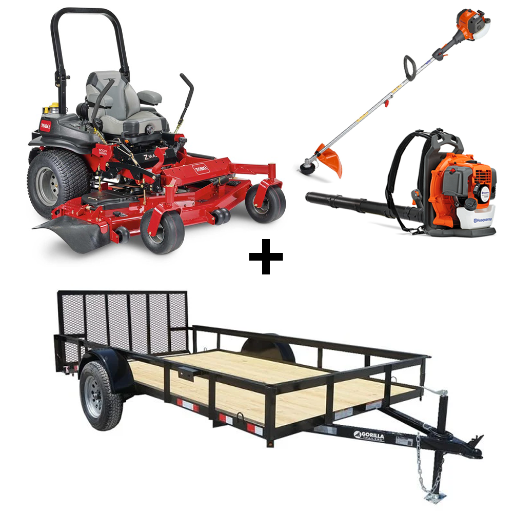 Toro 72982 ZMaster Zero Turn Mower Utility Trailer Handhelds Bundle