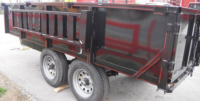 Dump Trailer 6'x12' Heavy Duty Landscape Construction 2 ft Sides 5200 lbs Axles Side Angle