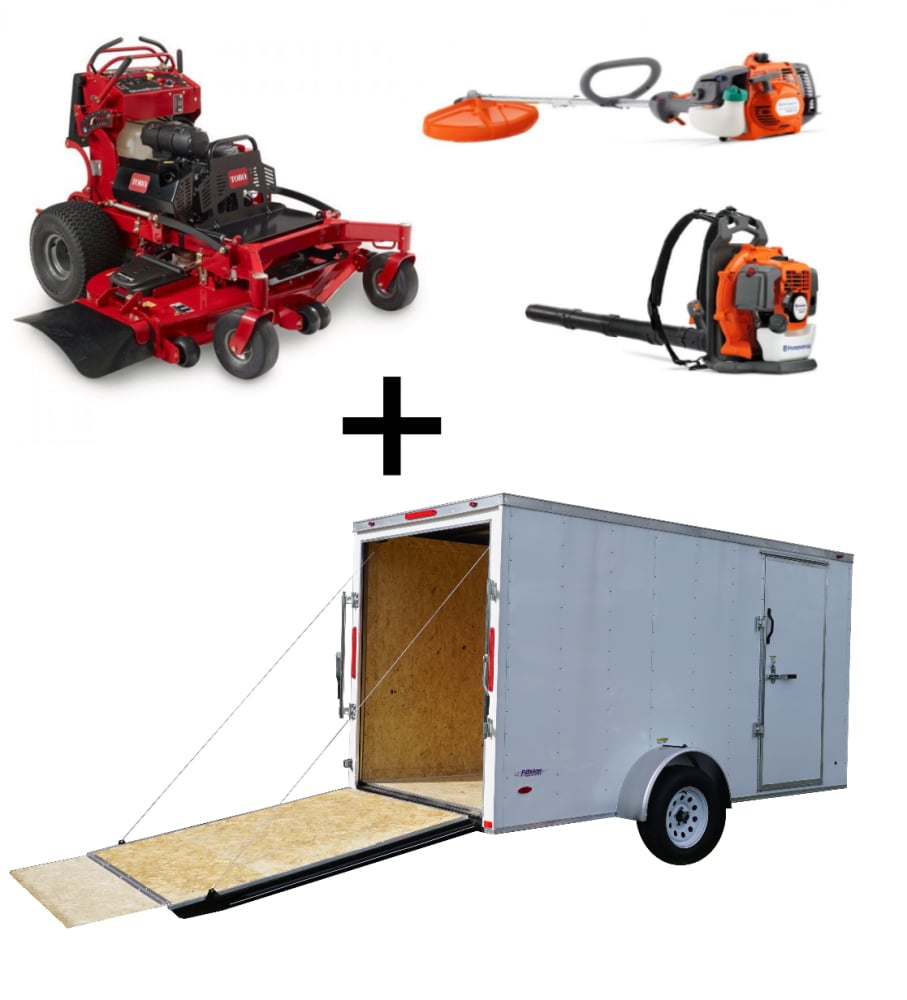 Toro 72504 GrandStand Stand On Mower Utility Trailer Husqvarna Handheld Package