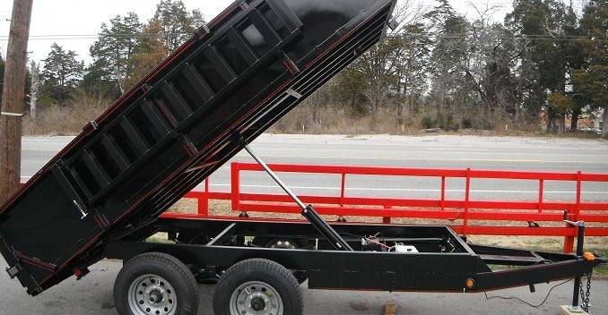 Dump Trailer 6'x12' Heavy Duty Landscape Construction 2 ft Sides 5200 lbs Axles Side Angle
