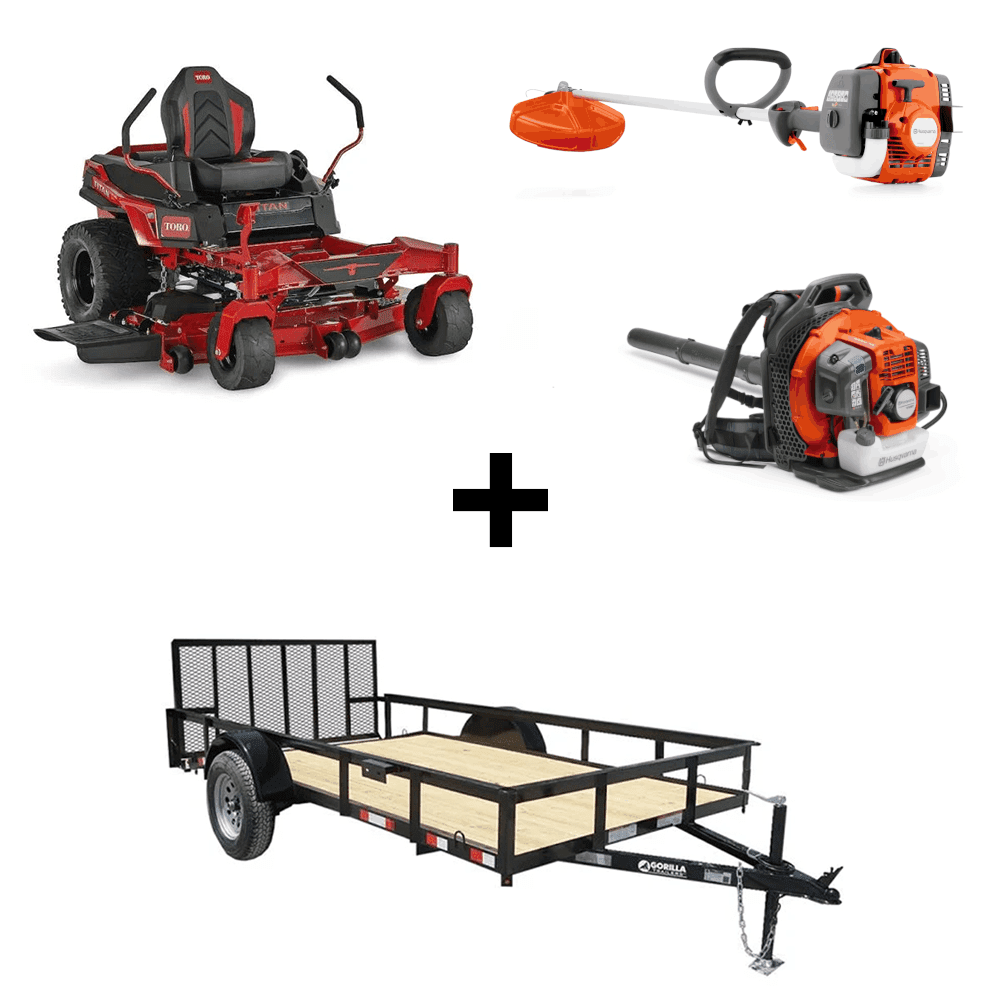 Toro 76604 60" Titan Zero Turn Mower 26HP Kohler Handheld Utility Trailer Package Deal - SLE Equipment - 1