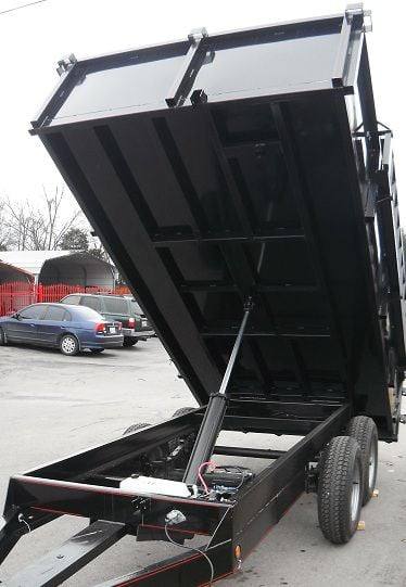 Dump Trailer 6'x12' Heavy Duty Landscape Construction 2 ft Sides 5200 lbs Axles Side Angle