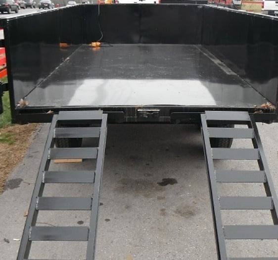 Dump Trailer 6'x12' Heavy Duty Landscape Construction 2 ft Sides 5200 lbs Axles Side Angle