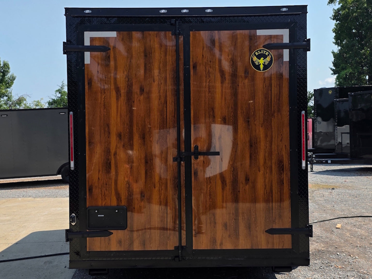 7' X 12' Concession Trailer Woodgrain With Blackout Trim Food Event Catering Back side picture 