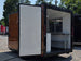 7' X 12' Concession Trailer Woodgrain With Blackout Trim Food Event Catering Open back left angle picture 