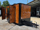 7' X 12' Concession Trailer Woodgrain With Blackout Trim Food Event Catering Open front left angle picture 