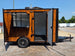 7' X 12' Concession Trailer Woodgrain With Blackout Trim Food Event Catering Open left side picture