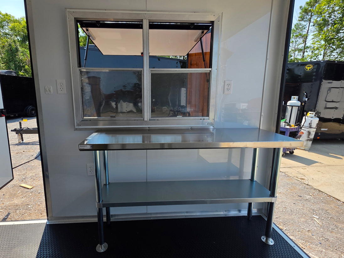 7' X 12' Concession Trailer Woodgrain With Blackout Trim Food Event Catering Serving window picture 