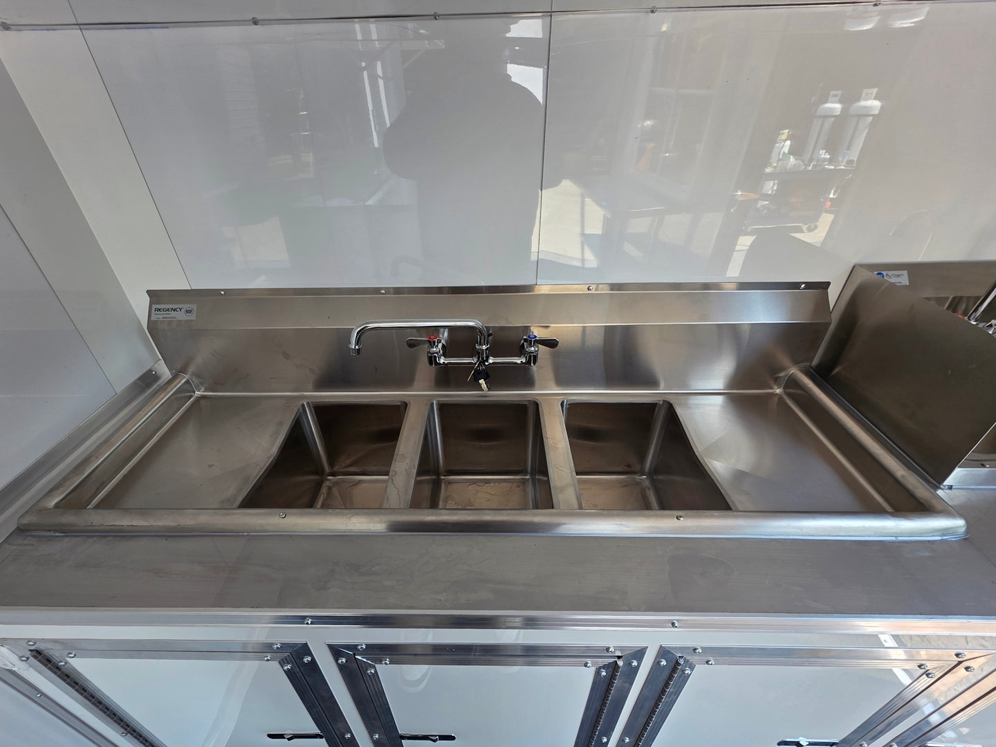 7' X 12' Concession Trailer Woodgrain With Blackout Trim Food Event Catering Three bin sink picture 