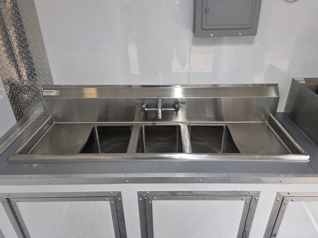 7' X 12' Flat Front Concession Trailer Food Event Catering 3 bin sink picture 
