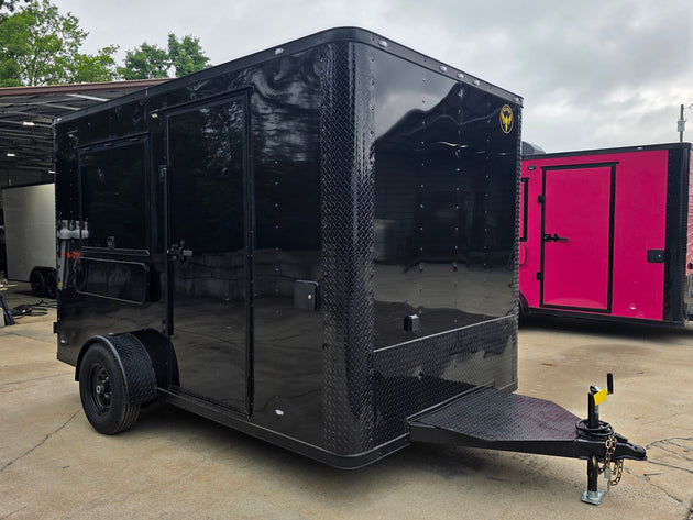7' X 12' Flat Front Concession Trailer Food Event Catering Front left angle picture 