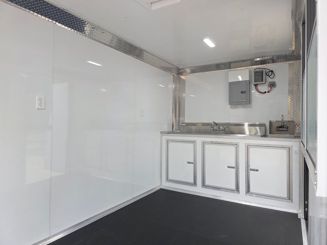 7' X 12' Flat Front Concession Trailer Food Event Catering Interior back right angle picture 