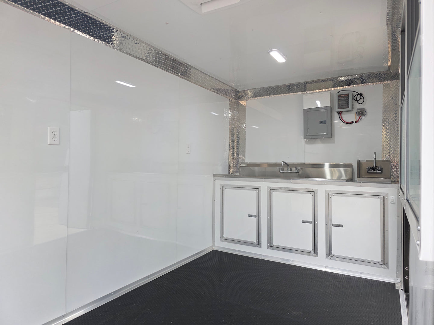 7' X 12' Flat Front Concession Trailer Food Event Catering Interior back right angle picture 