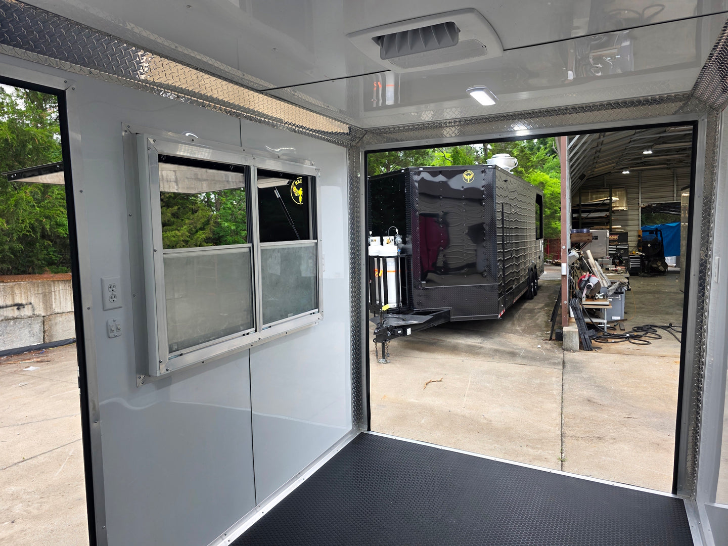 7' X 12' Flat Front Concession Trailer Food Event Catering Interior front right angle picture 