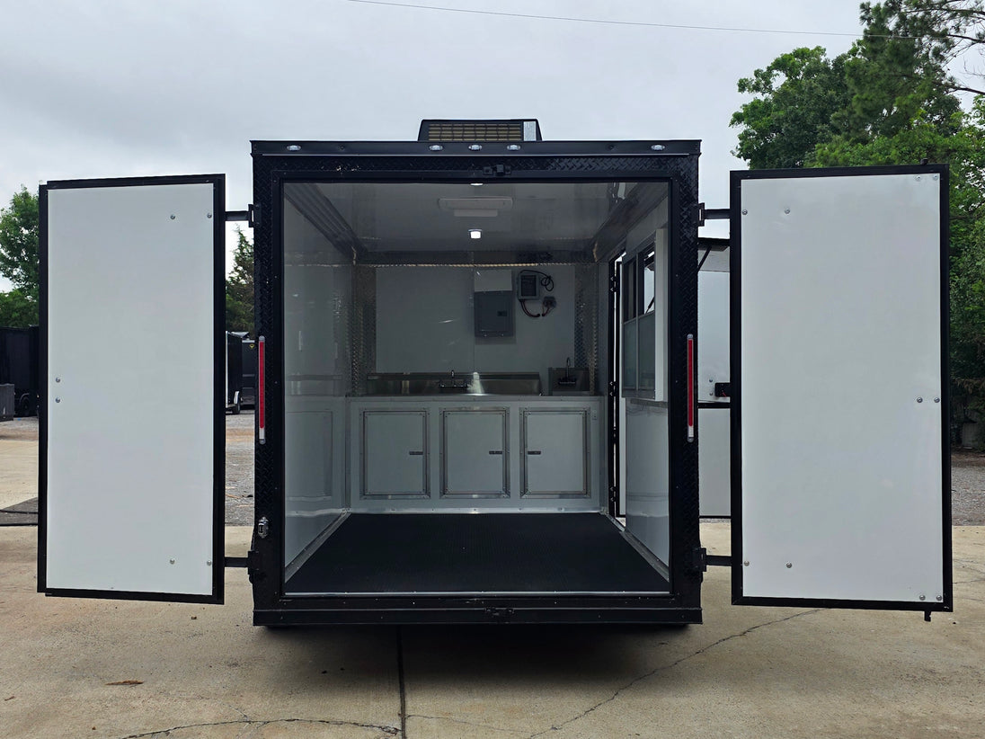 7' X 12' Flat Front Concession Trailer Food Event Catering Open back side picture 