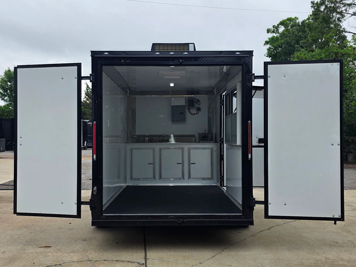 7' X 12' Flat Front Concession Trailer Food Event Catering Open back side picture 