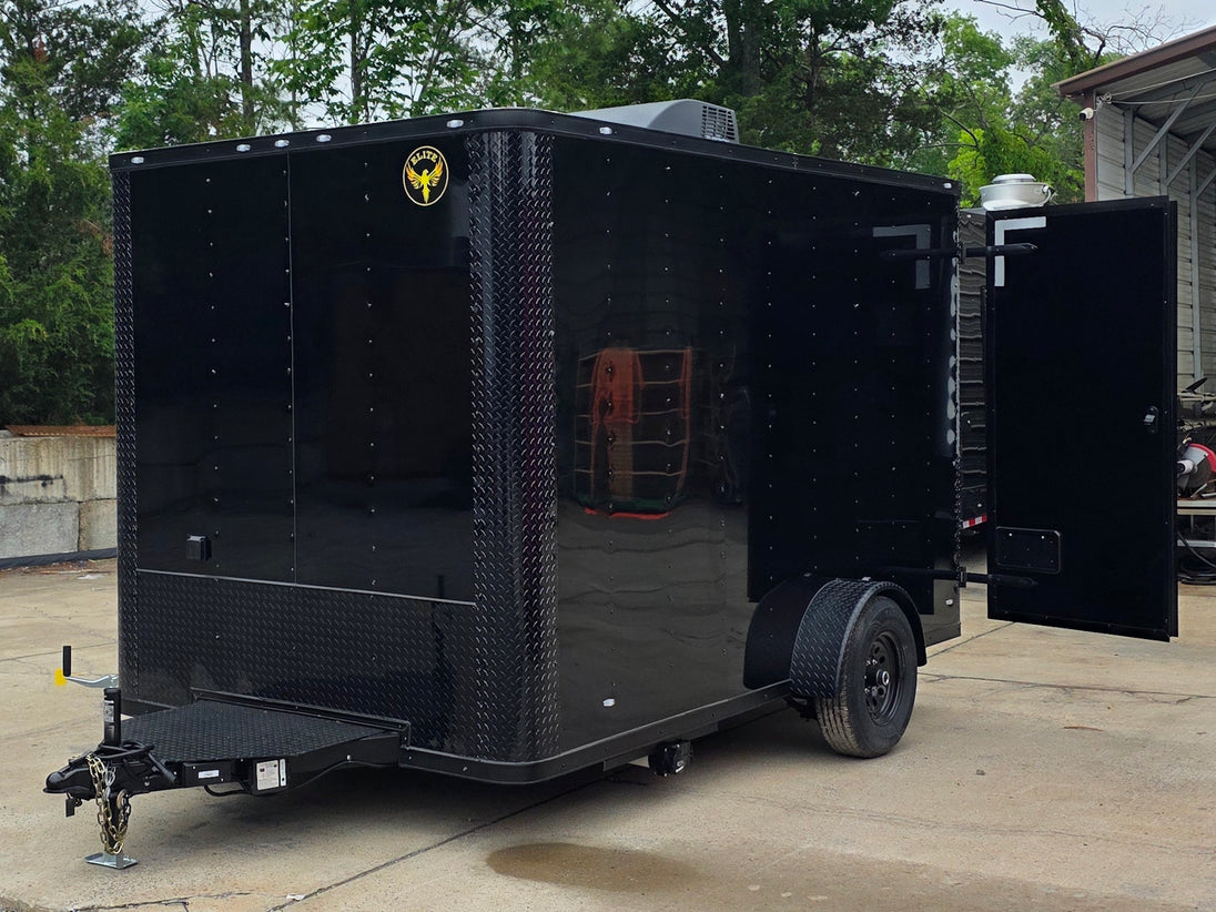 7' X 12' Flat Front Concession Trailer Food Event Catering Open front right angle picture 