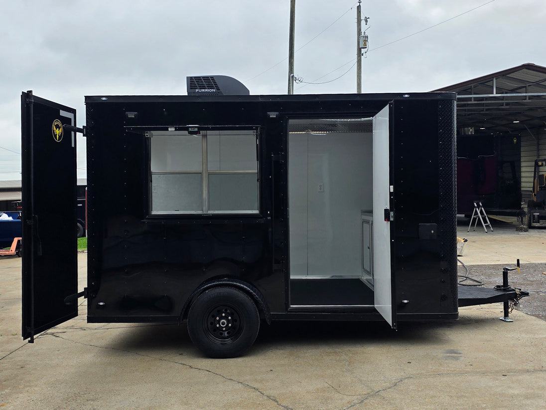 7' X 12' Flat Front Concession Trailer Food Event Catering Open left side picture 