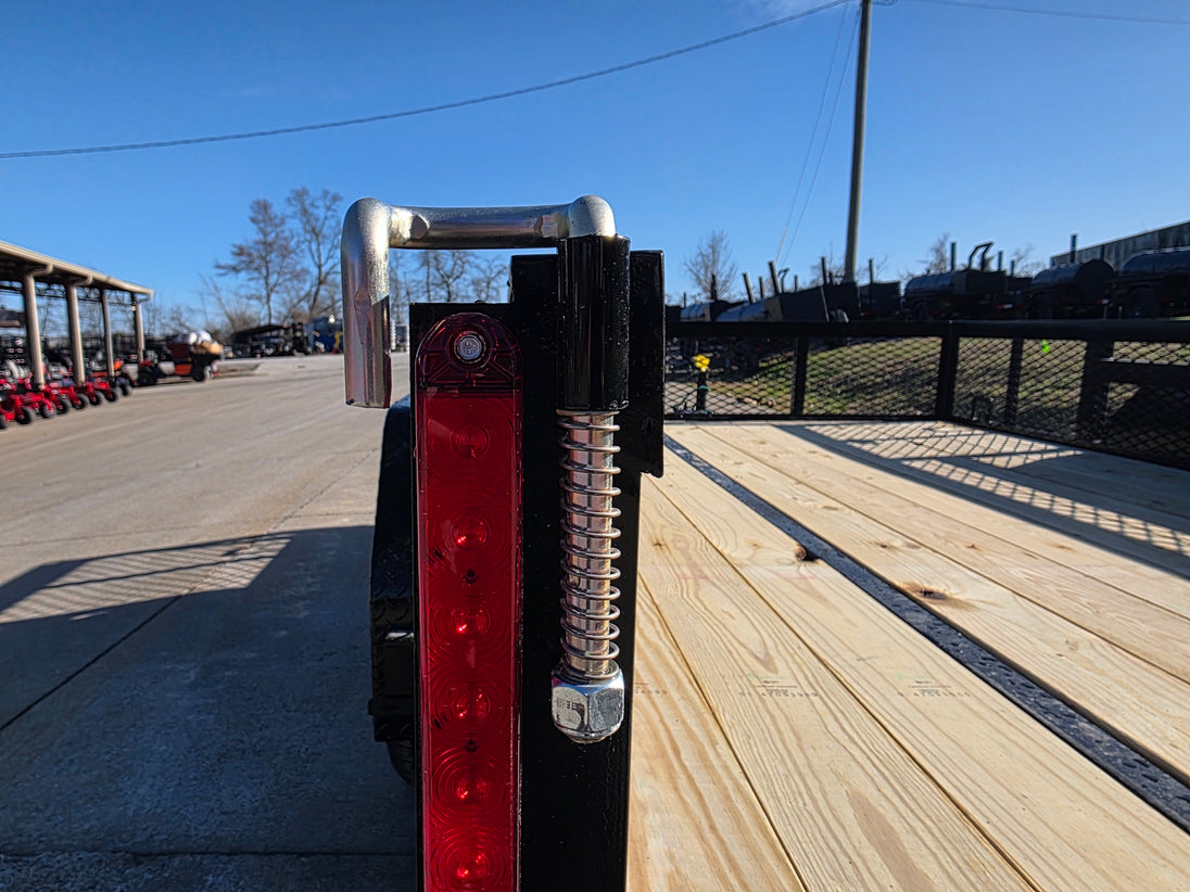 7' X 12' Straight Deck Utility Trailer 18IN Mesh Sides Double Axle 7K GVWR latch view picture 