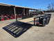 7' X 12' Straight Deck Utility Trailer 18IN Mesh Sides Double Axle 7K GVWR back right angled view picture with ramp down 