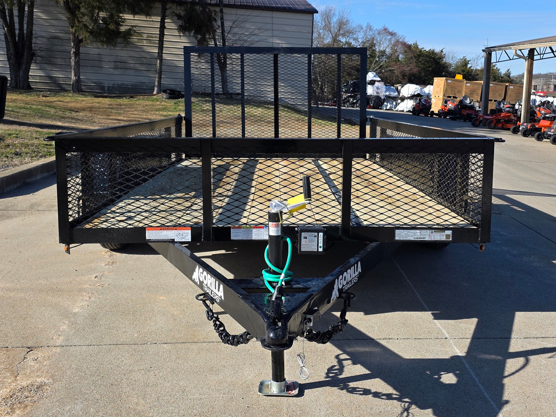 7' X 12' Straight Deck Utility Trailer 18IN Mesh Sides Double Axle 7K GVWRfront view picture 
