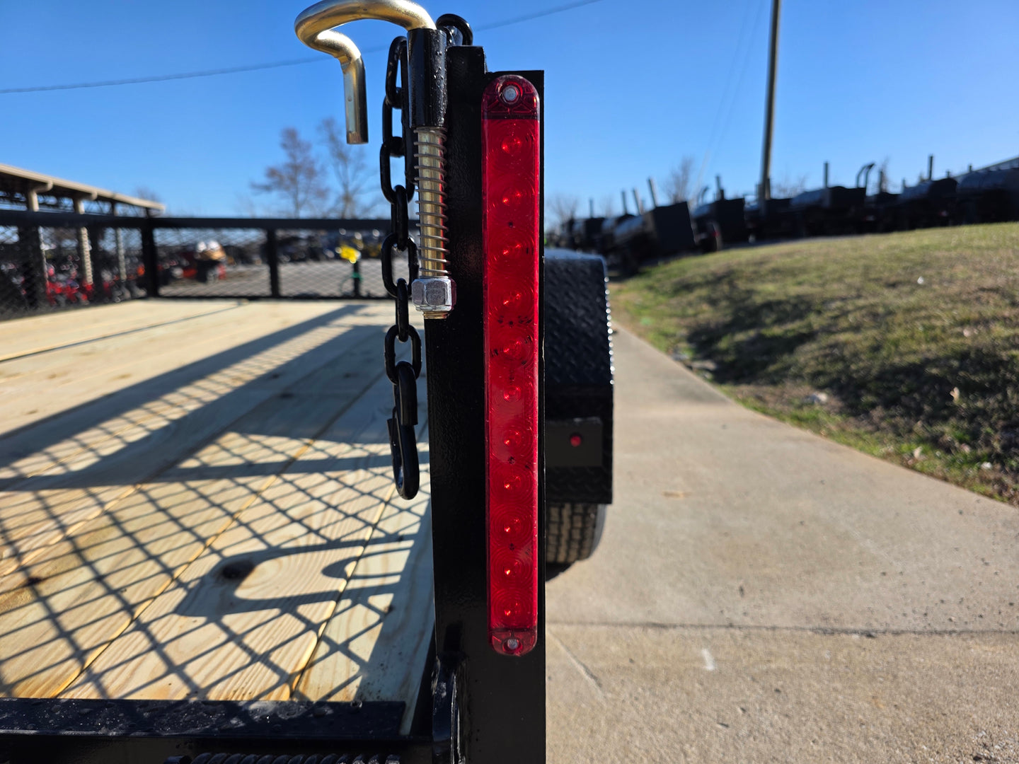 7' X 12' Straight Deck Utility Trailer 18IN Mesh Sides Double Axle 7K GVWR brake light view picture 