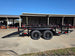 7' X 12' Straight Deck Utility Trailer 18IN Mesh Sides Double Axle 7K GVWR left side view picture with ramp down 